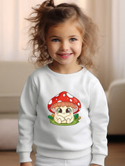 Girls Mushroom Pattern Crew Neck Sweatshirt Spring Fall Christmas Gift