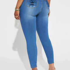 Solid Button Fly High Rise Skinny Jeans