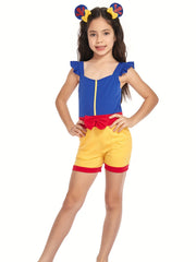 Girls' Princess Romper Jumpsuit w/ Cold Shoulder