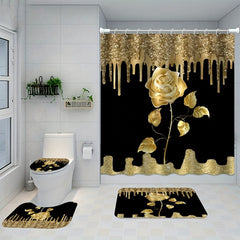 Christmas Waterproof Shower Curtain Set with Bath Mat