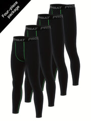 Men's Solid Leggings Active Quick Drying Sports Compression Pants