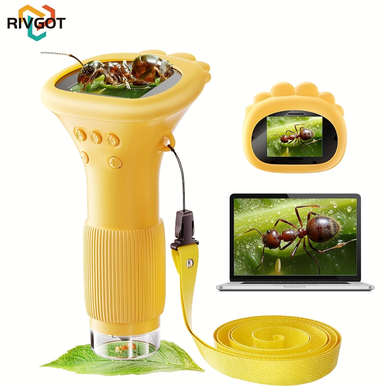 RIVGOT 2 Inch 1000X Handheld Digital Microscope Toy