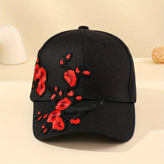 Red Plum Embroidery Baseball Cap Adjustable Sports Dad Hat