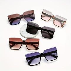 Large Rimless Sunglasses Gradient UV400 Sun Shades