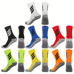 4 Pairs Non Slip Striped Football Socks