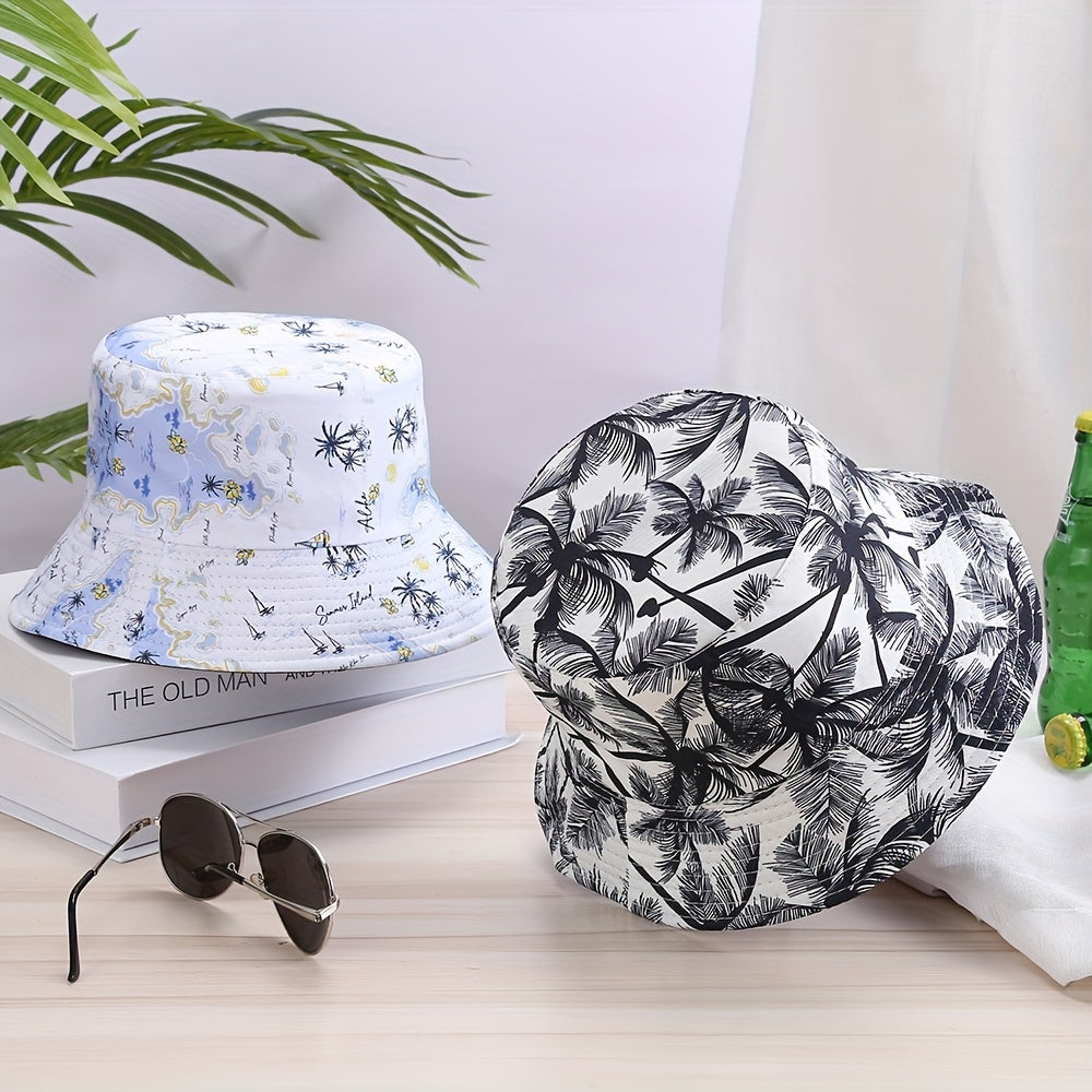 Coconut Tree Print Bucket Hat Unisex Sun Hat