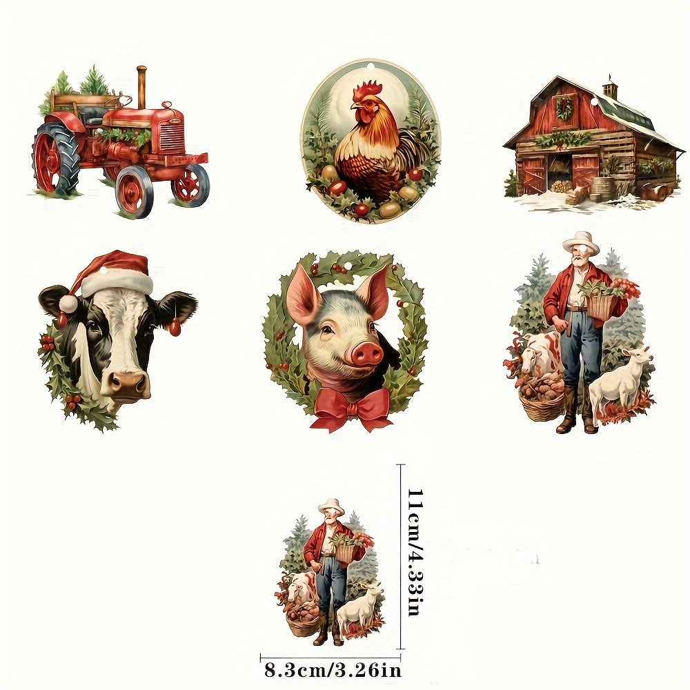 6pcs Christmas Farm Hanging Ornaments Xmas Tree Holiday Parties