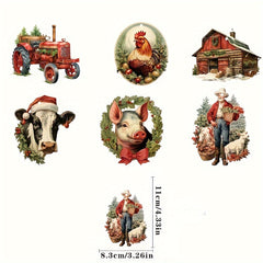 6pcs Christmas Farm Hanging Ornaments Xmas Tree Holiday Parties