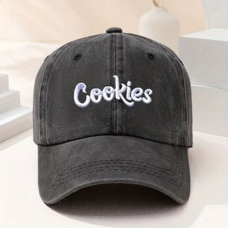 Candy Washed Distressed Baseball Cap, Embroidered Letter, Adjustable Dad Hat