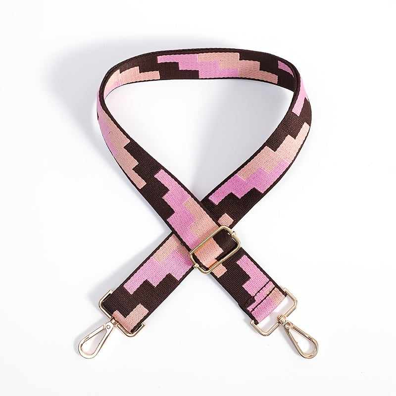 Colorblock Bag Strap Geometric Pattern Adjustable Travel Accessories