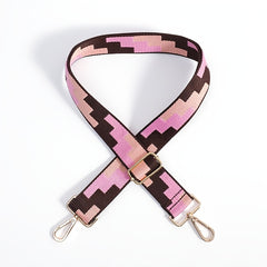 Colorblock Bag Strap Geometric Pattern Adjustable Travel Accessories