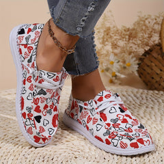 Women's Skateboard Shoes Hearts & Patterns Flat Lightweight Lace-up Canvas Shoes