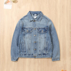 Kid's Comfy Denim Jacket Vintage Style Boy's Coat for Spring Fall