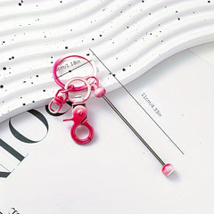 8pcs Gradient Metal DIY Bead Keychains Keyring Bag Car Key Pendant