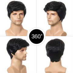 Men's Natural Short Curly Hair Wig Headgear