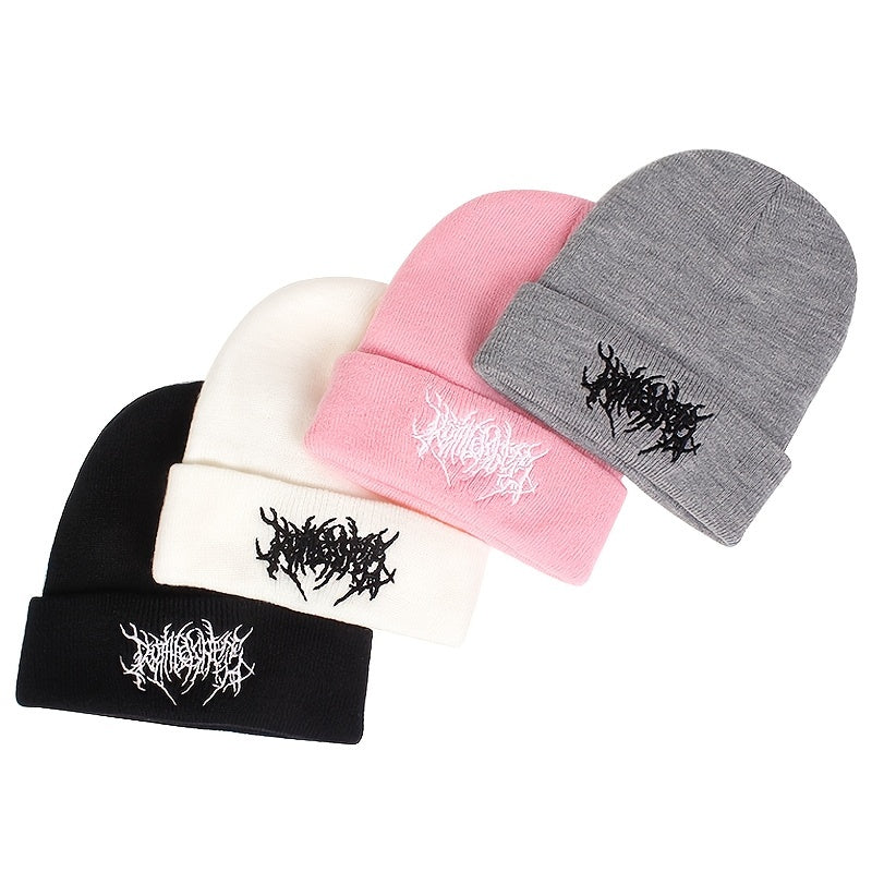 Men's Knitted Embroidered Beanie Hat