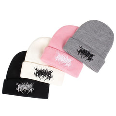Men's Knitted Embroidered Beanie Hat