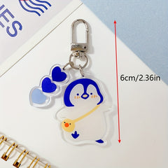 Cartoon Penguin Acrylic Keychain Double Sided Bag Pendant