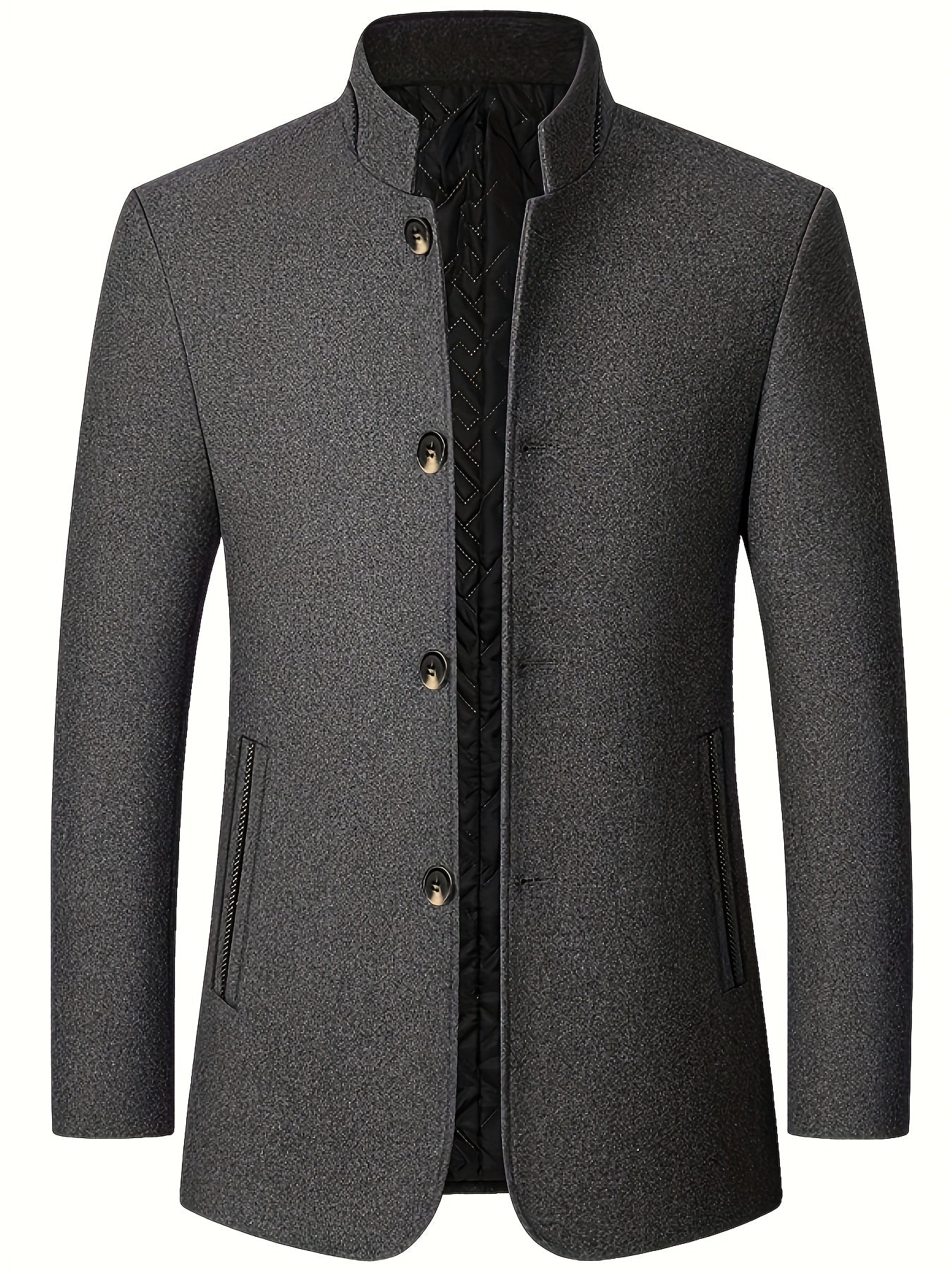 Men's Wool Blend Stand Collar Jacket Coat
