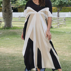 Geometric Print V-Neck Cover Up Dress