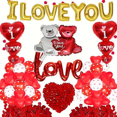 I Love You Balloon Banner Red Heart Printed Balloon Engagement Party Decoration