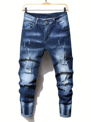 Men's Ripped Skinny Denim Jeans with Pockets