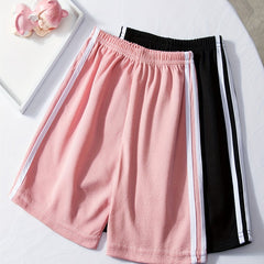 2pcs Girls Striped Waistband Shorts for Kids Summer Beach
