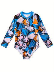 Girls' 3D Print Swimsuit for Beach Vacations & Sun Protection