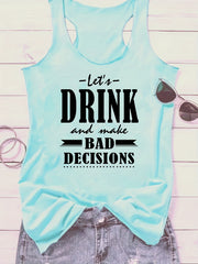 Letter Print Tank Top For Women Sleeveless Racer Back Sports Casual Top