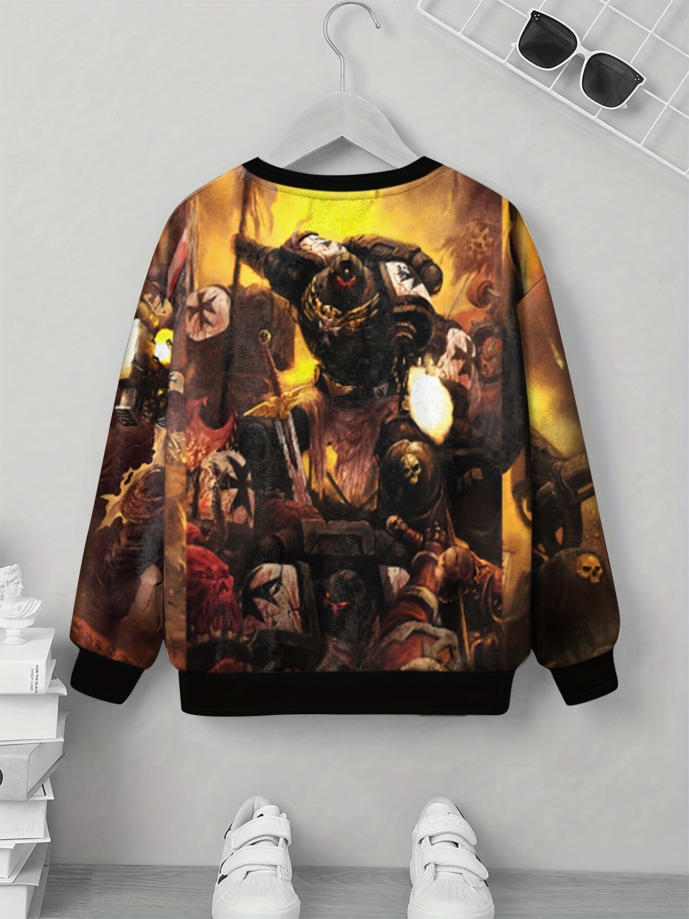 Teens 3D Fierce Knight Print Sweatshirt Kids Casual Pullover