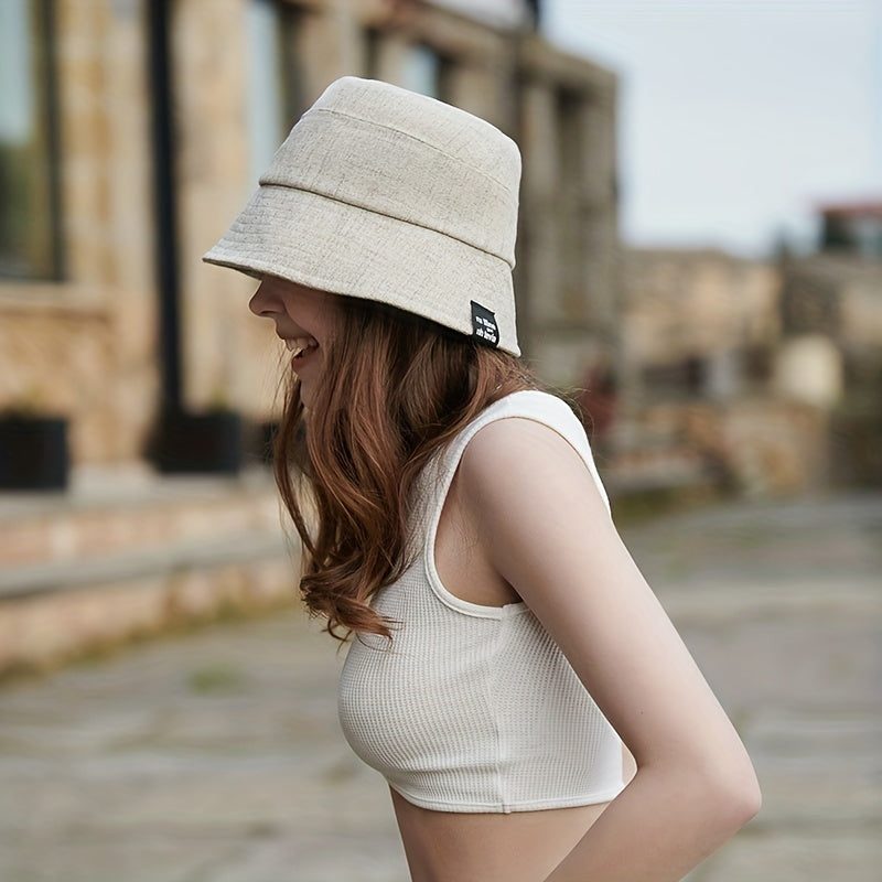 Frayed Brim Denim Bucket Hat Solid Women Sunscreen Cloche Hat