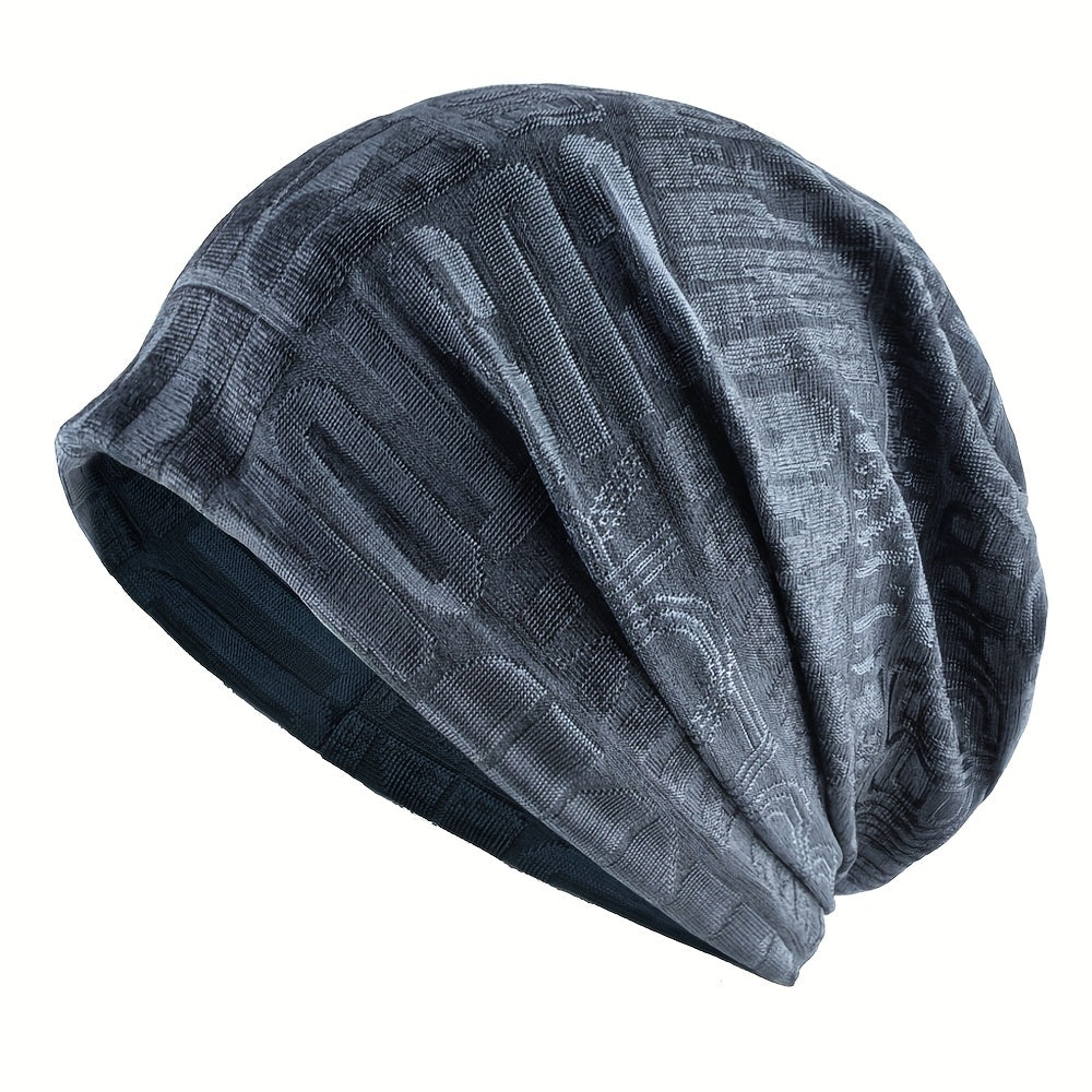 Knitted Letter Pattern Brimless Cap Elastic Headband for Outdoor Sports