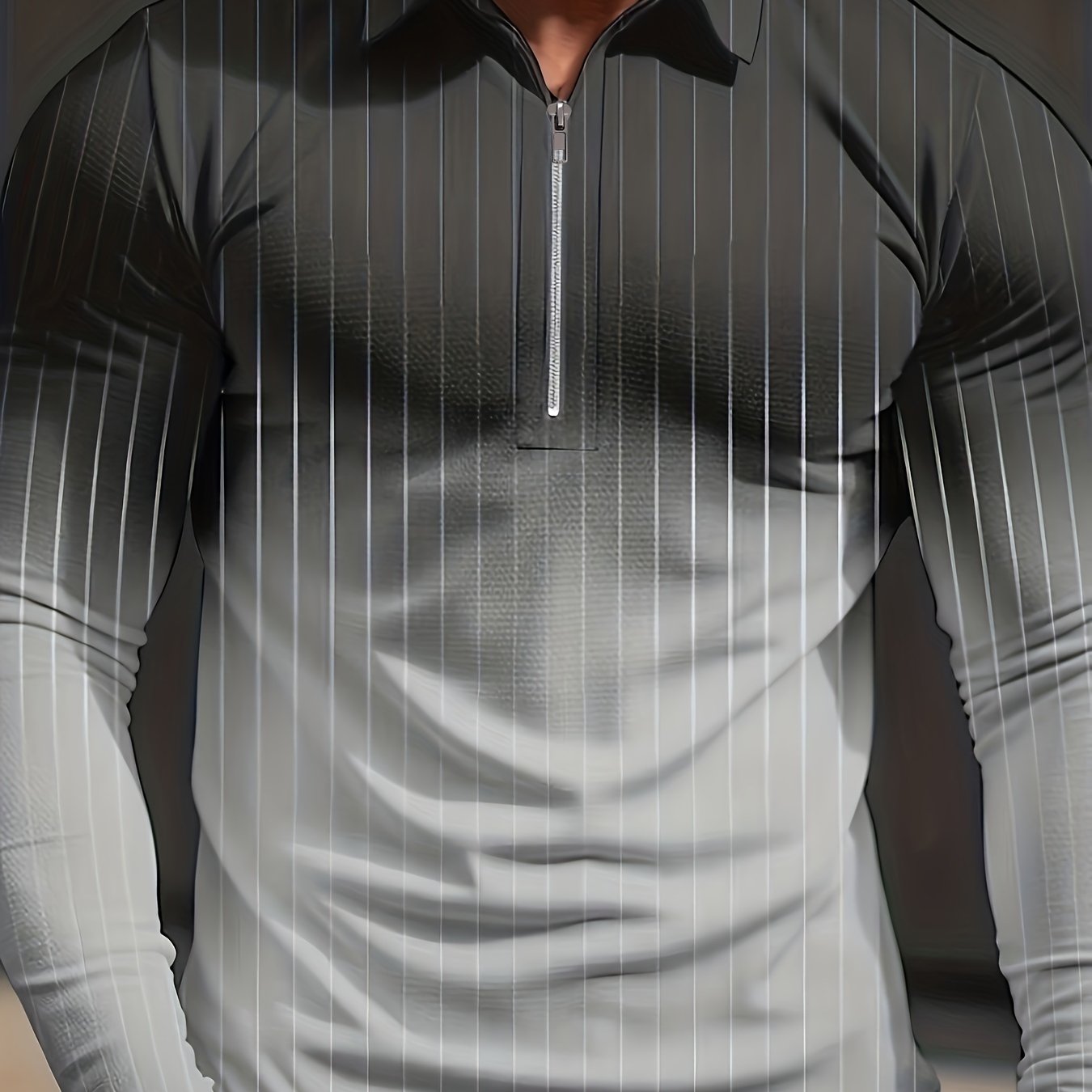 Gradient Stripe Men's Long Sleeve Shirt
