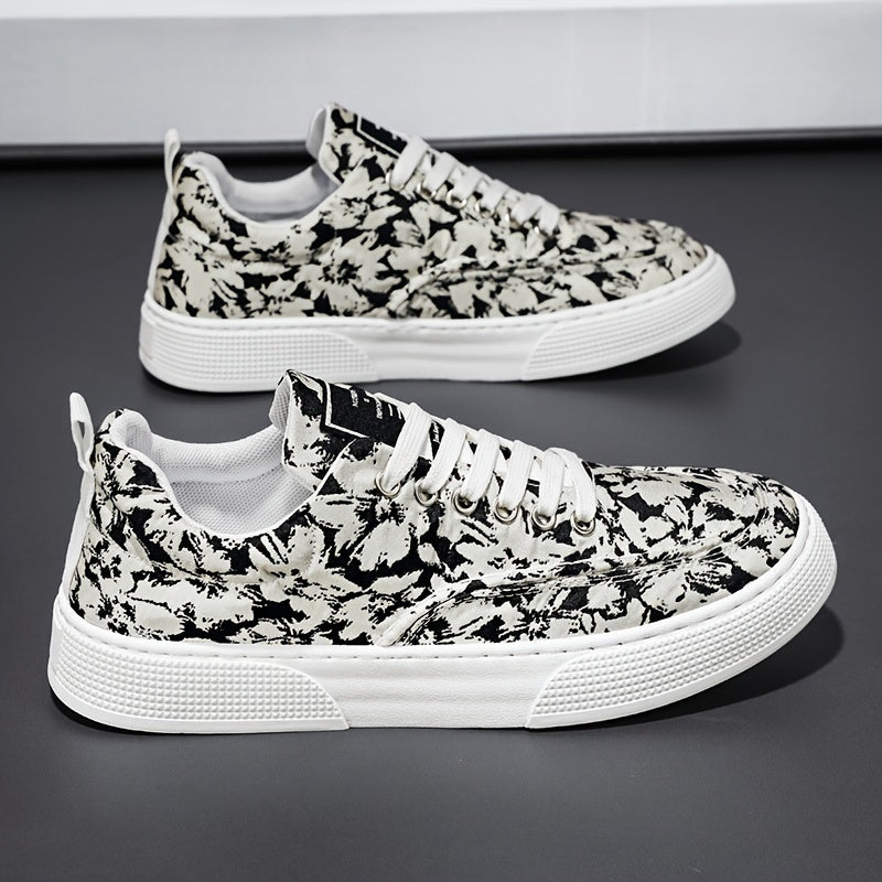 Men's Ink Wash Painting Canvas Sneakers Casual Walking Shoes
