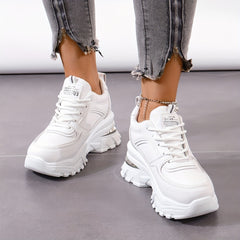 Women's Chunky Lace Up Sneakers Height Increased Casual Fashion Shoes