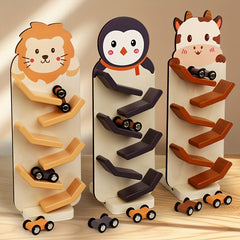 Colorful Wooden Lion Slide Track Toy for Kids