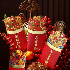 6pcs Chinese Red Envelopes Year Of The Dragon Lucky Money 6 Patterns