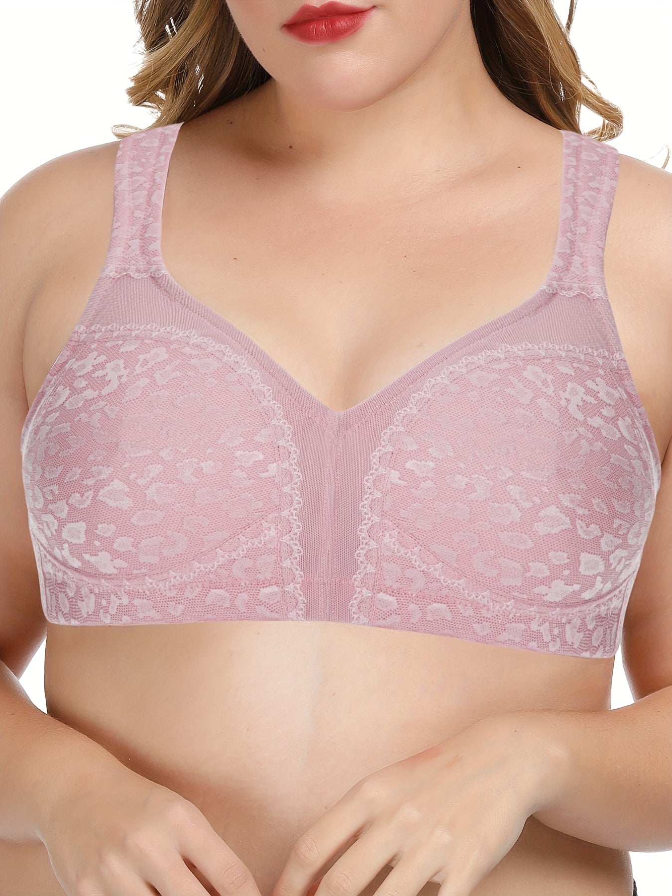 Graphic Print Lace Seamless Bra Plus Size Women's Bra