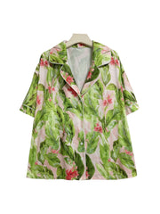 Women's Plus Floral Print Button Up Shirt & Shorts Pajama Set