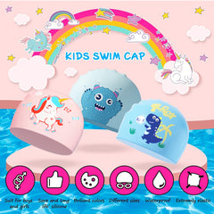 Kids Swimming Cap Silicone Cartoon Hair Cap Boys Girls Toddlers