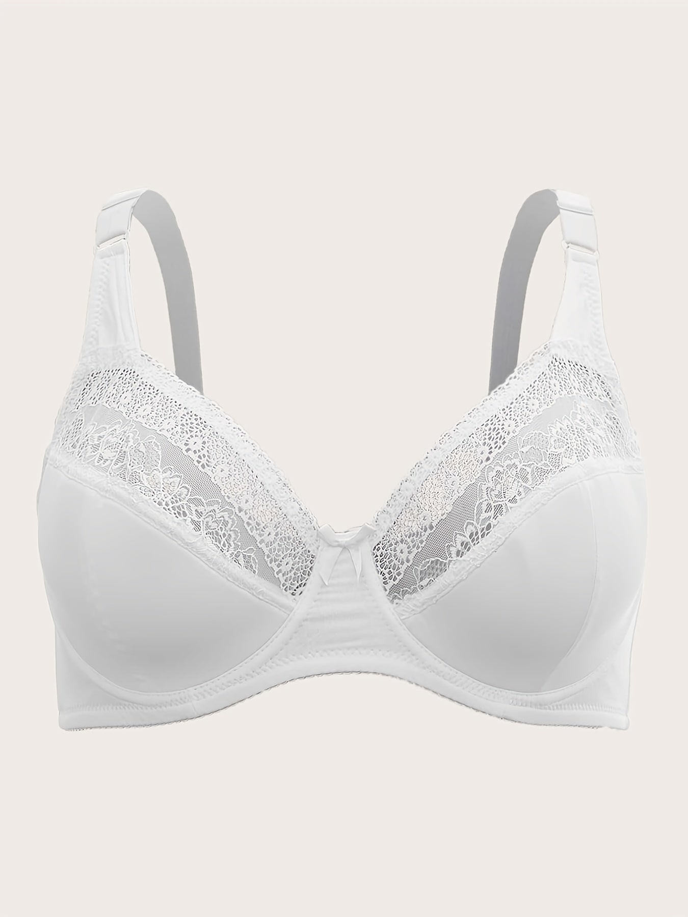 Lace Push Up Solid Bra Full Coverage Medium Stretch Bralette