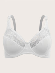 Lace Push Up Solid Bra Full Coverage Medium Stretch Bralette