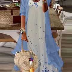 Women's Plus Floral Print Cover Up & Dress Two Piece Set