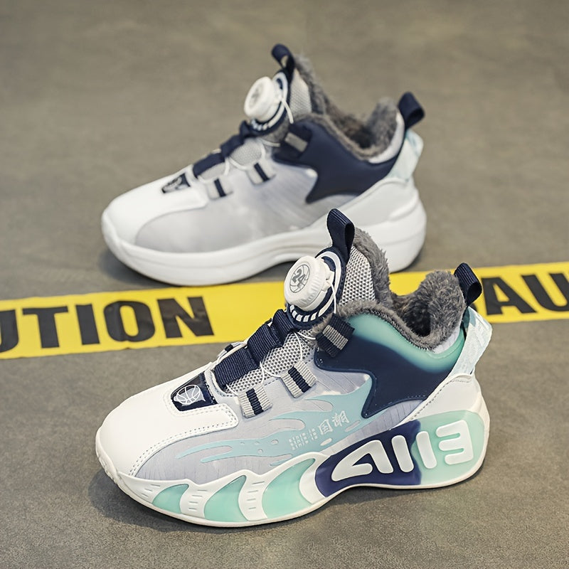 Boy's Block Basketball Shoes With Rotating Buckle