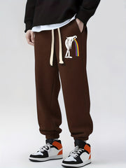 Funny Sheet Ghost Vomiting Rainbow Print Drawstring Sweatpants Loose Fit Pants