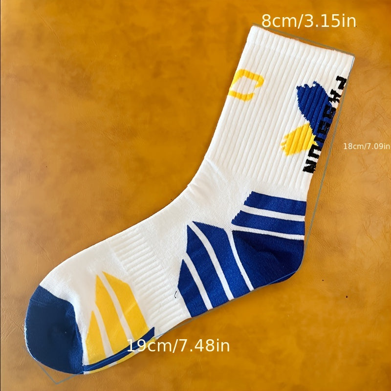 3 Pairs Men's Mid Crew Sport Socks Nylon Blend Sweat Absorbing Comfy Breathable