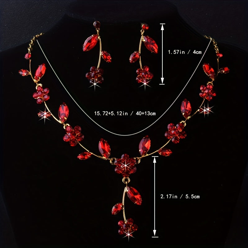 Red Bridal Jewelry Set for Weddings & Performances