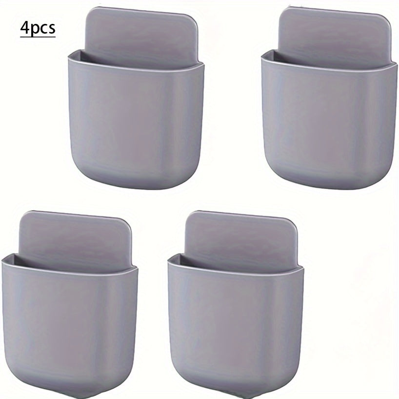 4Pcs Wall Mounted Remote Control Holder Pen Bedside Table Storage Box