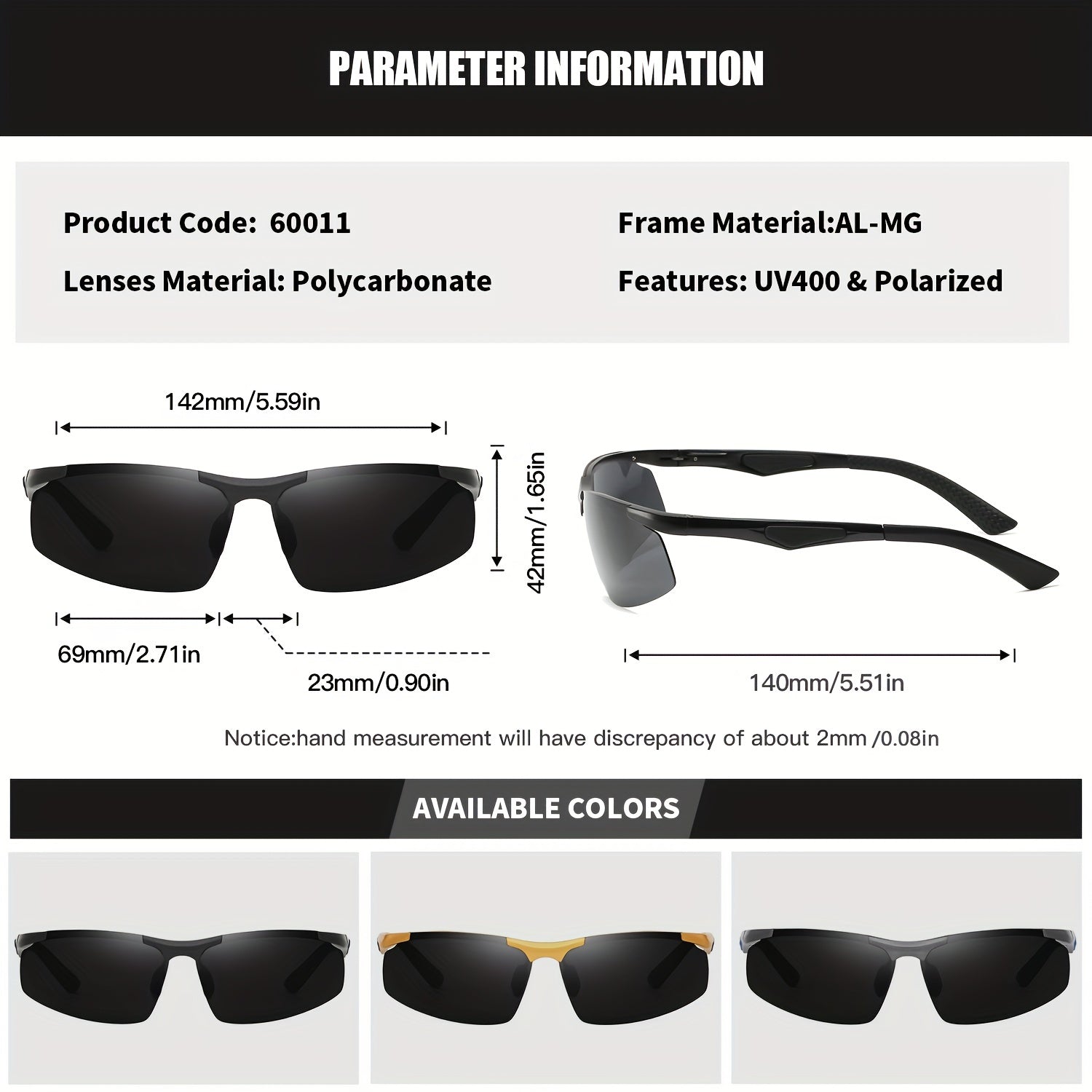 RoyalHot Polarized Rectangle Sunglasses Driving Sun Glasses Shades