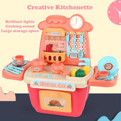 22Pcs Kids Kitchen Playset w/ Lights & Sounds - Realistic Pretend Play Food